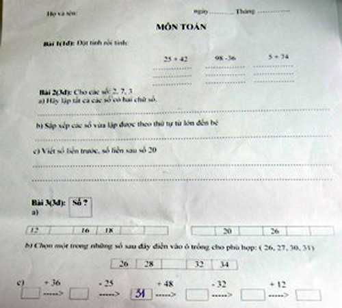 Một phiếu bài tập về nhà.