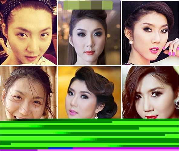  Ngọc Quyên từng bị chê vì có gương mặt thiếu cân đối khi phần trán khá ngắn mà phần cằm lại dài, nhưng cô đã khắc phục được nhược điểm này bằng cách trang điểm tạo khối.