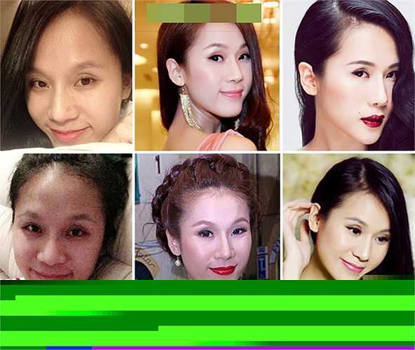 Ngoài Hương Giang Idol thì người đẹp Thái Hà cũng rất 'ăn phấn', khi không trang điểm cô có đôi mắt khá nhỏ và quầng thâm.