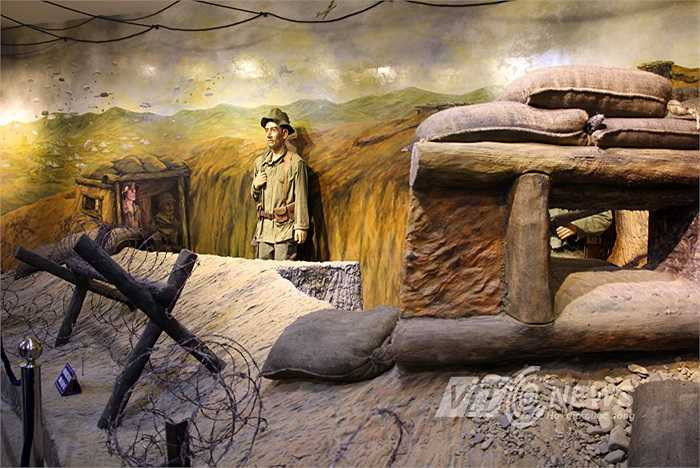 Lính Pháp và hệ thống công sự với hỏa lực mạnh được bố trí tại lòng chảo Điện Biên.