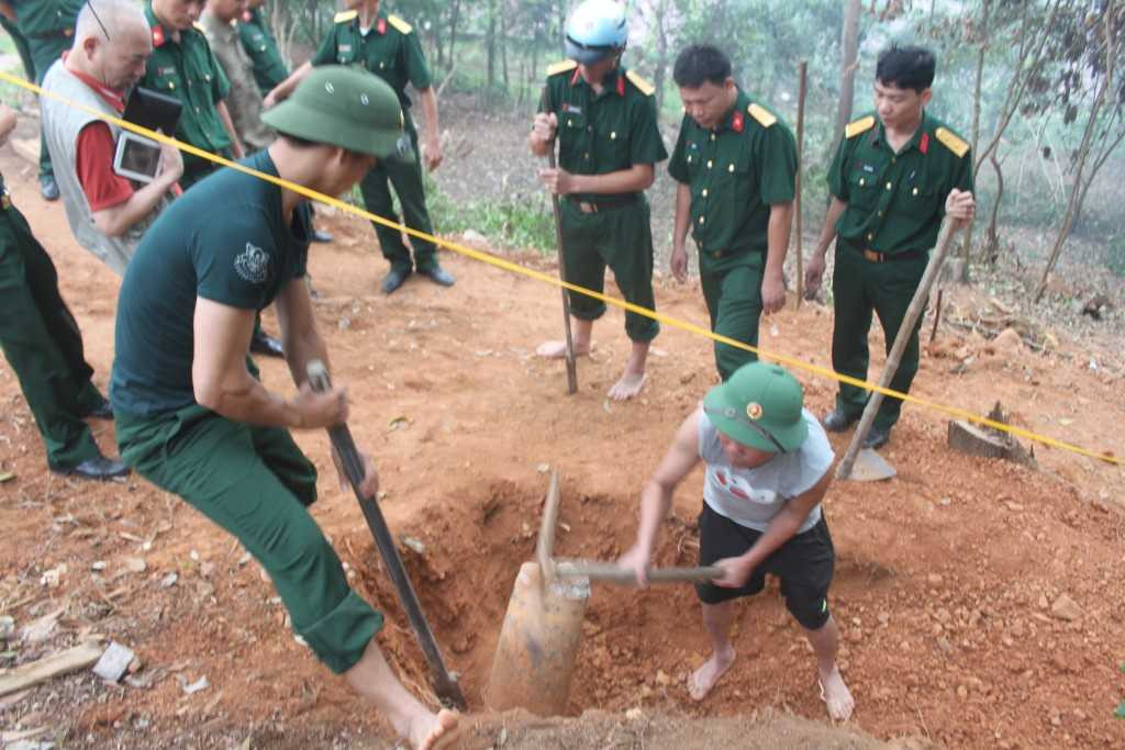 Khu vực quả bom nặng 125kg được người dân phát hiện