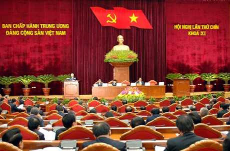 Toàn cảnh phiên khai mạc Hội nghị Trung ương 9 (khóa XI), sáng 8/5. Ảnh: VGP/Nhật Bắc