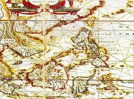 Bản đồ hàng hải châu Âu (thế kỷ XVI - XVII) thể hiện hai quần đảo Hoàng Sa và Trường Sa như hình cờ đuôi nheo. Ảnh: Báo Đà Nẵng.