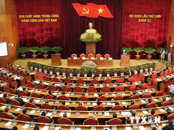 Lễ bế mạc Hội nghị lần thứ chín Ban Chấp hành Trung ương Đảng Cộng sản Việt Nam khóa XI diễn ra tại Trụ sở Trung ương Đảng. (Ảnh: Trí Dũng/TTXVN) 