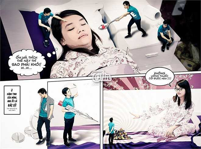 Lúc cô gái ốm, chàng trai nhiệt tình chăm sóc.