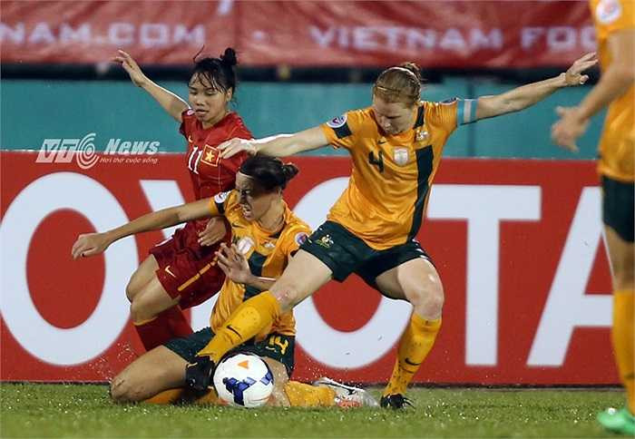 Phút 83, tuyển Việt Nam có cơ hội san bằng cách biệt khi Nguyễn Thị Nguyệt nỗ lực đeo bám và khiến hàng thủ Australia mắc sai lầm.