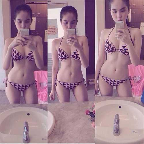 Ngọc Trinh nhận được nhiều khen ngợi khi khoe thân hình với đường cong nóng bỏng.