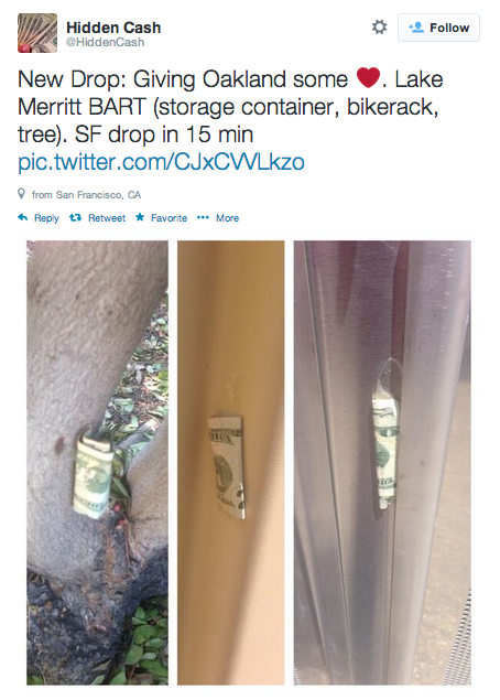 Đại gia giấu mặt rải tờ 100 USD khắp San Francisco