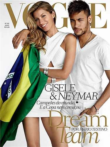 Neymar mới đây đã xuất hiện bên siêu mẫu đình đám Gisele Bundchen trên trang bìa tạp chí Vogue. 