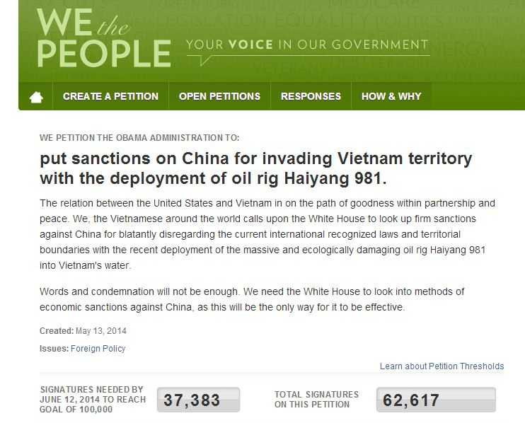 Hơn 6 vạn người kiến nghị Mỹ trừng phạt Trung Quốc