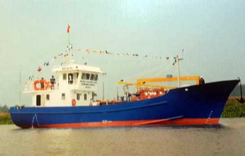 Mẫu tàu cá vỏ sắt được SBIC giới thiệu tại buổi tọa đàm - Ảnh: Mai Vọng/TNO