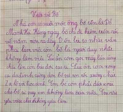 Bài văn tả bố của Đỗ Hồng Anh khơi gợi cho Tạ Văn Khôi ý tưởng viết về mẹ.