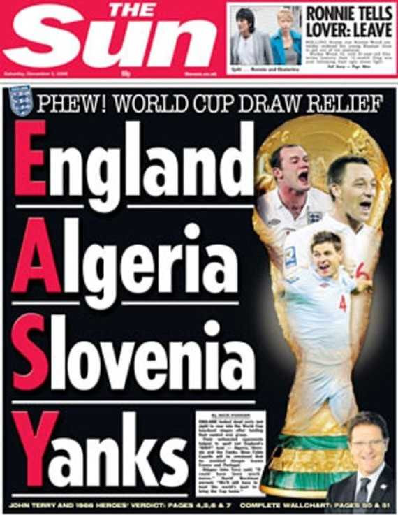 Trang bìa tờ The Sun trước thềm World Cup 2010