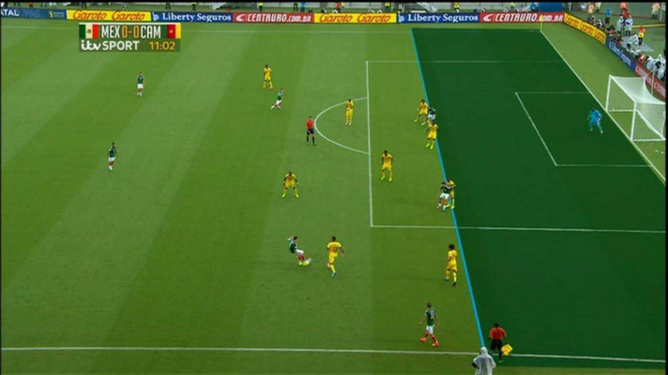 Tình huống trọng tài không công nhận bàn thắng đầu tiên cho Mexico