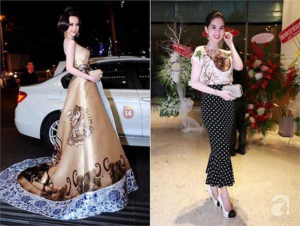 Hai nàng Trinh, mỗi người một phong cách: Angela Phương Trinh thì lộng lẫy và uy quyền, Ngọc Trinh lại tươi trẻ và sành điệu.