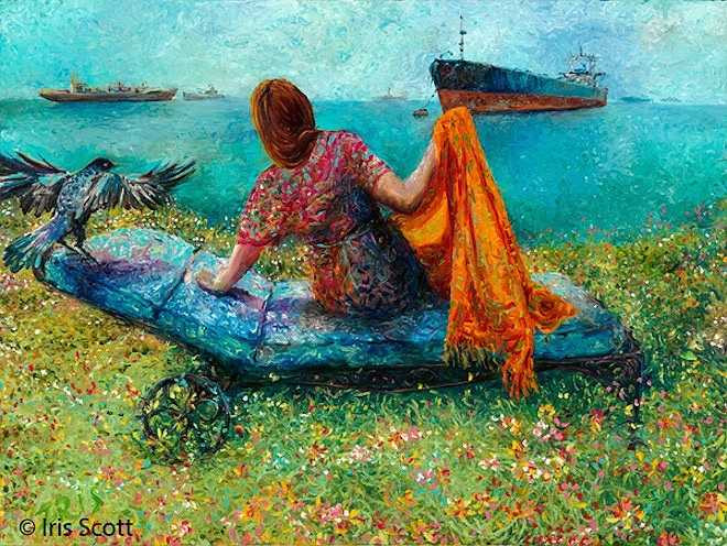 Nữ hoạ sĩ thường vẽ trên hai chất liệu chính là giấy và vải trắng khổ lớn.