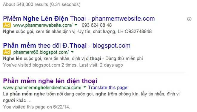 Nhiều nơi trên mạng chào bán phần mềm nghe lén điện thoại.