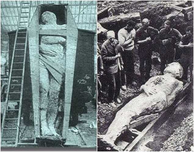 Người khổng lồ Alen hóa thạch được phát hiện vào năm 1985 cao khoảng 3,6m, bàn tay và bàn chân đều có 6 ngón. Phát hiện gây xôn xao dư luận khi hình ảnh được đăng tải tạp chí Standard của Anh vào tháng 12 năm đó.