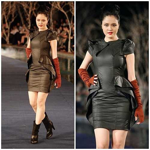 Hình ảnh kém hoàn hảo và nặng nề của Hoàng Anh trên hiều sân khấu thời trang lớn.