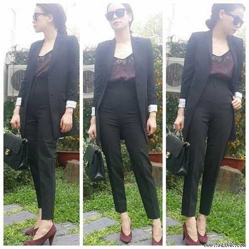 Quần baggy: Quần baggy là kiểu quần may phồng ở phần đùi và hẹp dần về phía ống. Đây là kiểu quần rất được Hà Hồ yêu thích vì nó có thể che đi khuyết điểm trên cơ thể là đôi chân khẳng khiu.