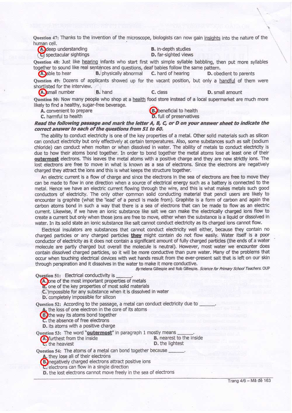 Đề thi, đáp án môn Tiếng Anh khối A1 đại học 2014