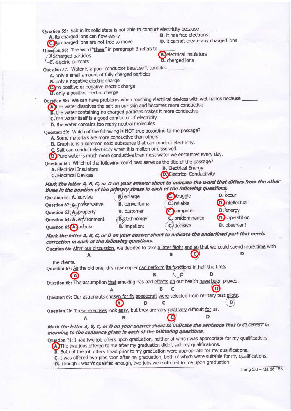 Đề thi, đáp án môn Tiếng Anh khối A1 đại học 2014