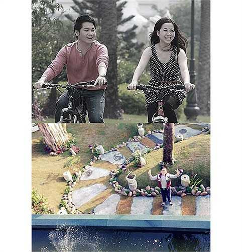 Trước cửa nhà là con đường rộng và mảnh đất trống cỏ mọc tự nhiên. Lối đi ra cổng gây ấn tượng với viên sỏi, đá to cộng với những bồn cây nhỏ đẹp mắt.