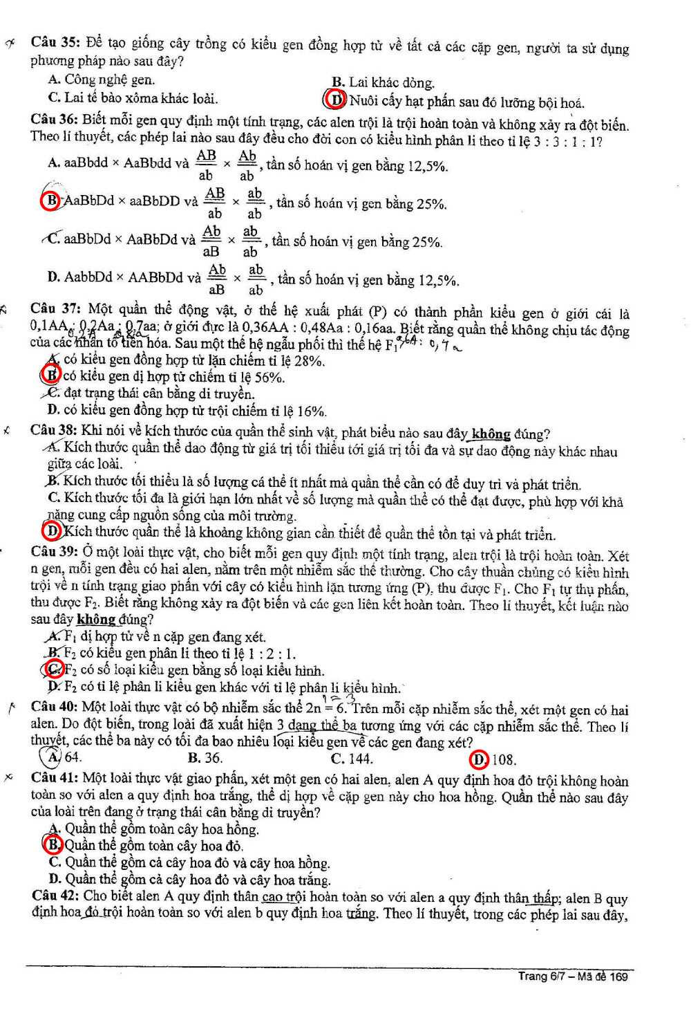 Đề thi, gợi ý đáp án môn Sinh học đại học 2014
