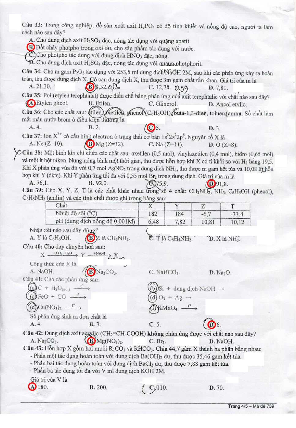 Đáp án Hóa khối B