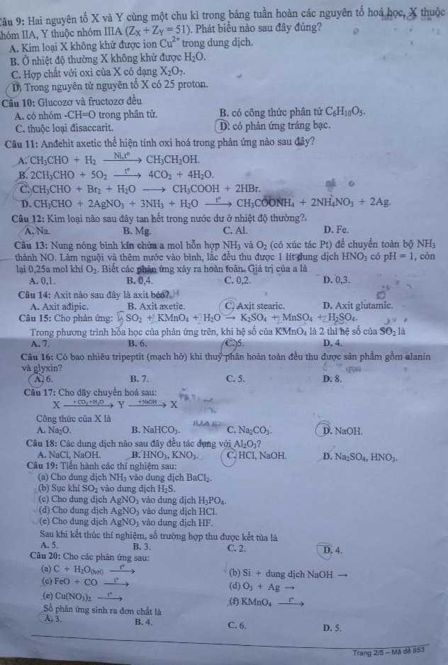 đề hóa khối B