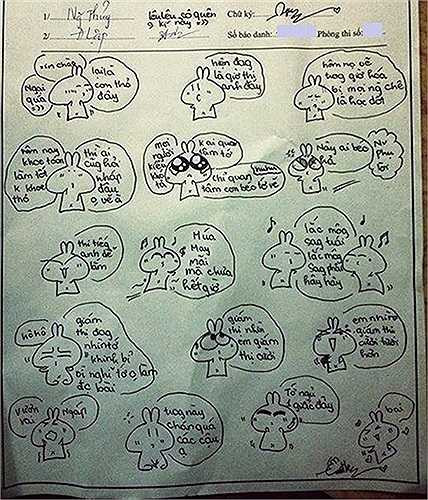 Người xem không khỏi bật cười trước tờ giấy nháp độc đáo này. Thảo Vân được cộng đồng mạng phong là 'thánh nháp'.