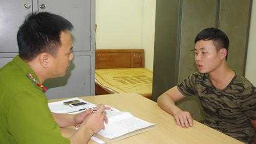 Đối tượng Dương tại CQ điều tra - Ảnh ANHP