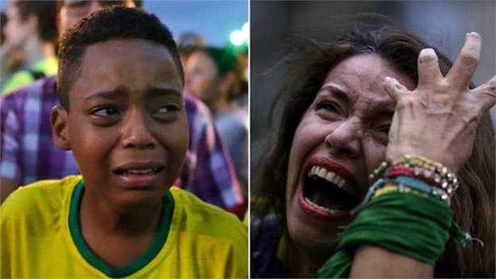 Sự đau đớn của CĐV Brazil. Người hâm mộ xứ samba đã trải qua 90 phút đau đớn tột cùng ở trận bán kết, trước khi chịu thêm một màn tra tấn nữa ở trận tranh giải ba World Cup 2014