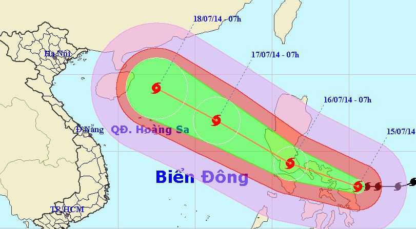 Siêu bão Rammasun tăng cấp, đổi hướng di chuyển