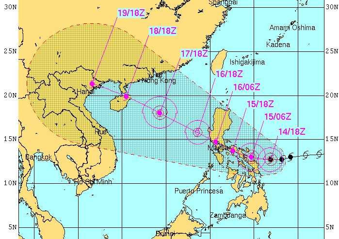 Siêu bão Rammasun tăng cấp, đổi hướng di chuyển