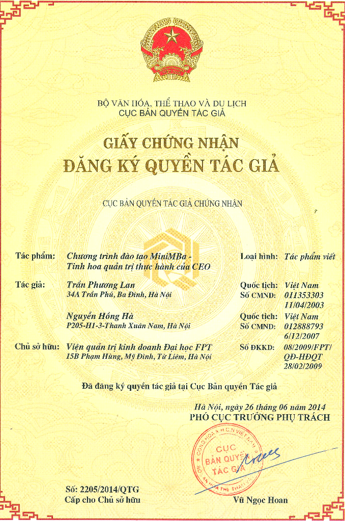 Chứng nhận bản quyền