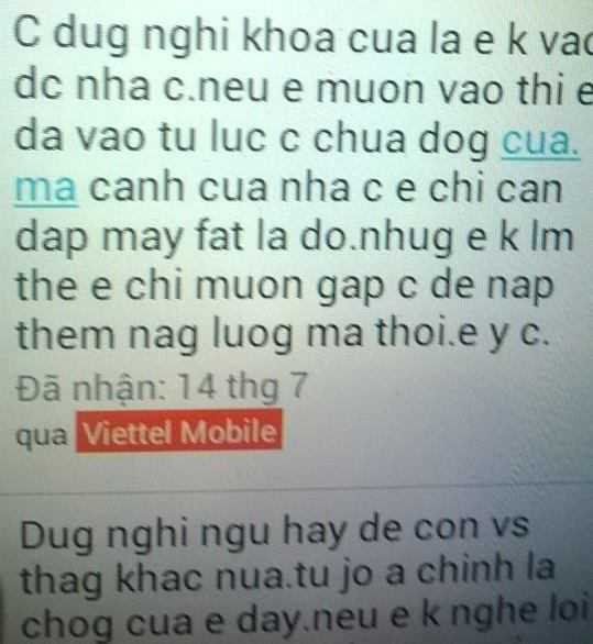  Tin nhắn Tới gửi chị L.