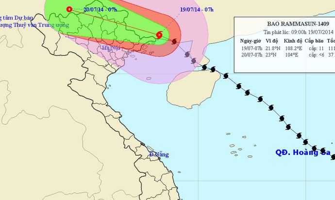 Bão đi vào biên giới Việt-Trung, mưa lớn toàn miền Bắc