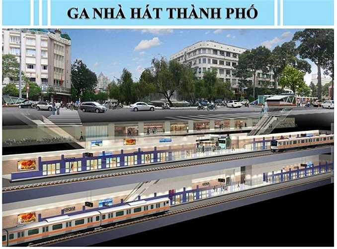 Ga Nhà hát thành phố (nằm dưới Nhà hát thành phố) tuyến metro số 1 (Bến Thành - Suối Tiên) bắt đầu thi công với các công việc như cấm đường Lê Lợi, chặt cây để tạo mặt bằng. 