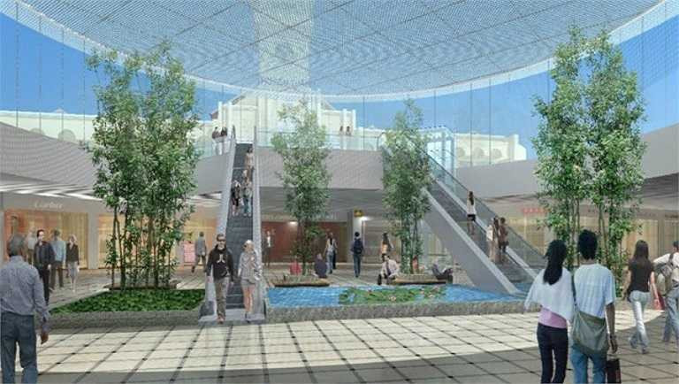 Nhà ga này có các trung tâm thương mại, khu mua sắm. Phần đỉnh chợ Bến Thành có thể nhìn thấy rõ từ phía dưới lòng đất nhà ga.