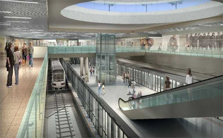 Phối cảnh đường xuống tàu điện ngầm trong tương lai.