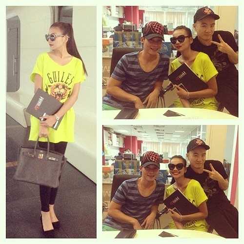 Trang phục đơn giản, Thanh Hằng chủ yếu tạo điểm nhấn bằng túi xách