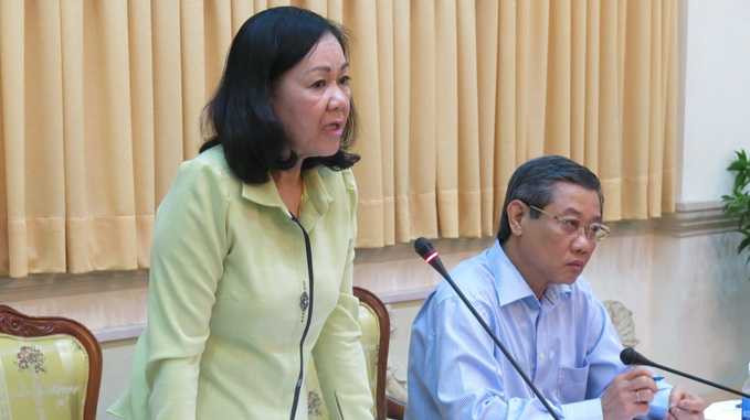 Bà Trương Thị Mai- Chủ nhiệm Ủy ban Các vấn đề Xã hội của Quốc hội phát biểu tại buổi làm việc ngày 29-7 - Ảnh Mai Hương