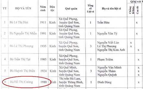 Sửng sốt, Mẹ Việt Nam Anh hùng, truy tặng, Quảng Nam.