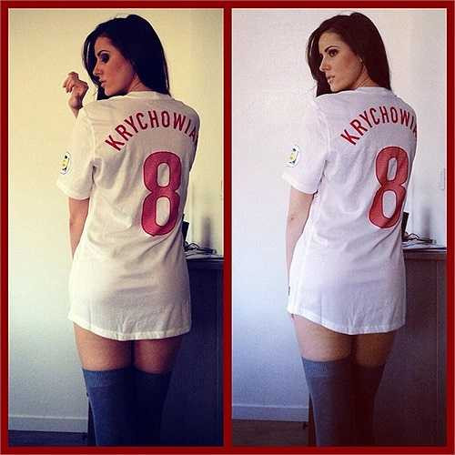 Cô bồ xinh xắn của tân binh Sevilla Grzegorz Krychowiak, Jaunat Celia, đang gây nên cơn sốt nhỏ tại Tây Ban Nha.