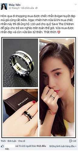 Hay như việc cô khoe chiếc nhẫn hàng hiệu với trị giá 600$ cũng bị công chúng soi mói.