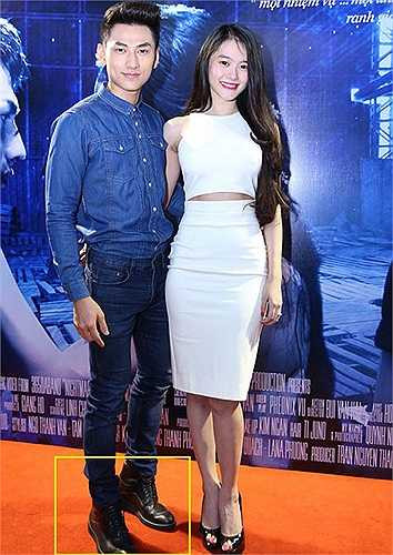 Đứng cạnh người đẹp Linh Chi cao 1m68 nhưng đi giày cao gót, đôi giày độn của Isaac cũng cao không kém.