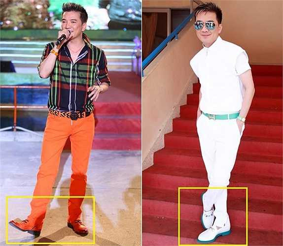 Giày độn cũng là món đồ quen thuộc của 'ông hoàng nhạc Việt' Đàm Vĩnh Hưng giúp anh tự tin hơn mỗi lần xuất hiện trước công chúng.