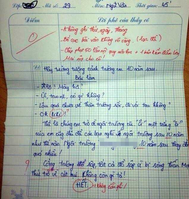 bài văn điểm 0