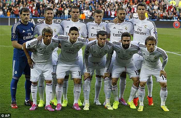 Với Ronaldo, Bale, James Rodriguez, Toni Kroos, giá trị 11 cầu thủ đá chính của Real Madrid trong trân siêu cúp châu Âu 2014 đạt mức 364 triệu bảng